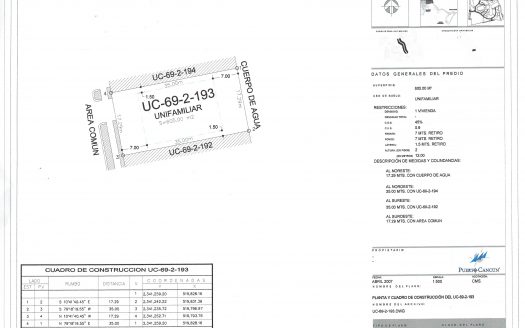Terreno en Venta frente al canal en Puerto Cancún